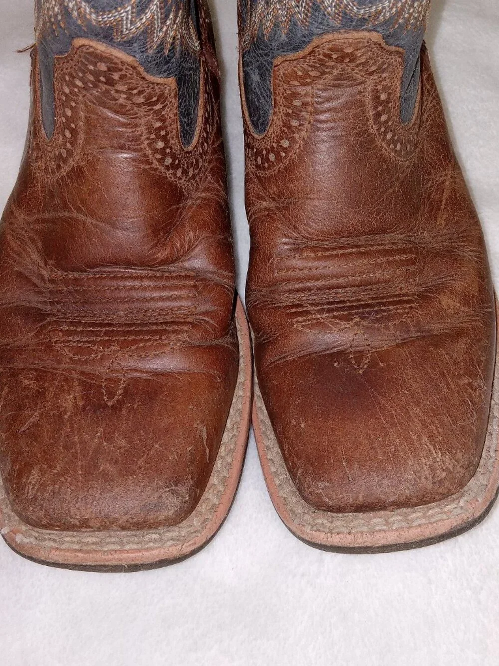 Ariat Youth Boys Tycoon Western Cowboy Boots Brown Blue 13.5 10021591